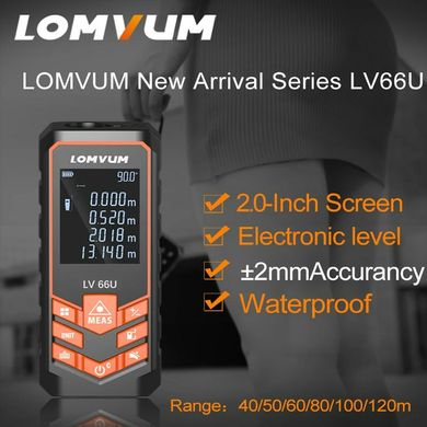 Дальномер электронная лазерная рулетка LOMVUM lv 66u (100м) с электронным уровнем