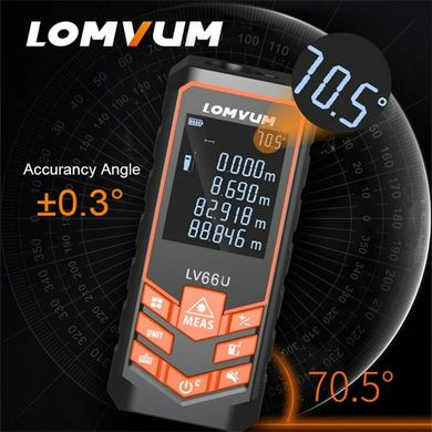 Дальномер электронная лазерная рулетка LOMVUM lv 66u (100м) с электронным уровнем