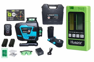 Лазерний рівень Laser PRO G04CG 4D (16 ліній, зелений промінь, Osram,2 АКБ з приймачем) &ndash; відкалібрований (Bihui Huepar)