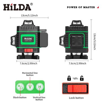 Новинка 2024р Hilda 4D з екраном та Bluetooth Лазерний рівень нівелір + штатив 2.10м