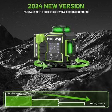 Лазерный уровень Huepar W04CG 4D 16 линий+LR5RG+премиум штатив 140 см | Bluetooth | Сервопривод